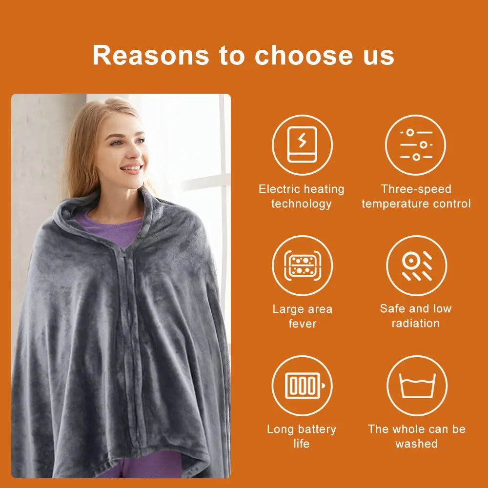 Electric Shouder Shawl Heating Blanket Physiotherapy Infrared Mat for Office Home Shoulder Back Air Room Keep Warm 150*80cm