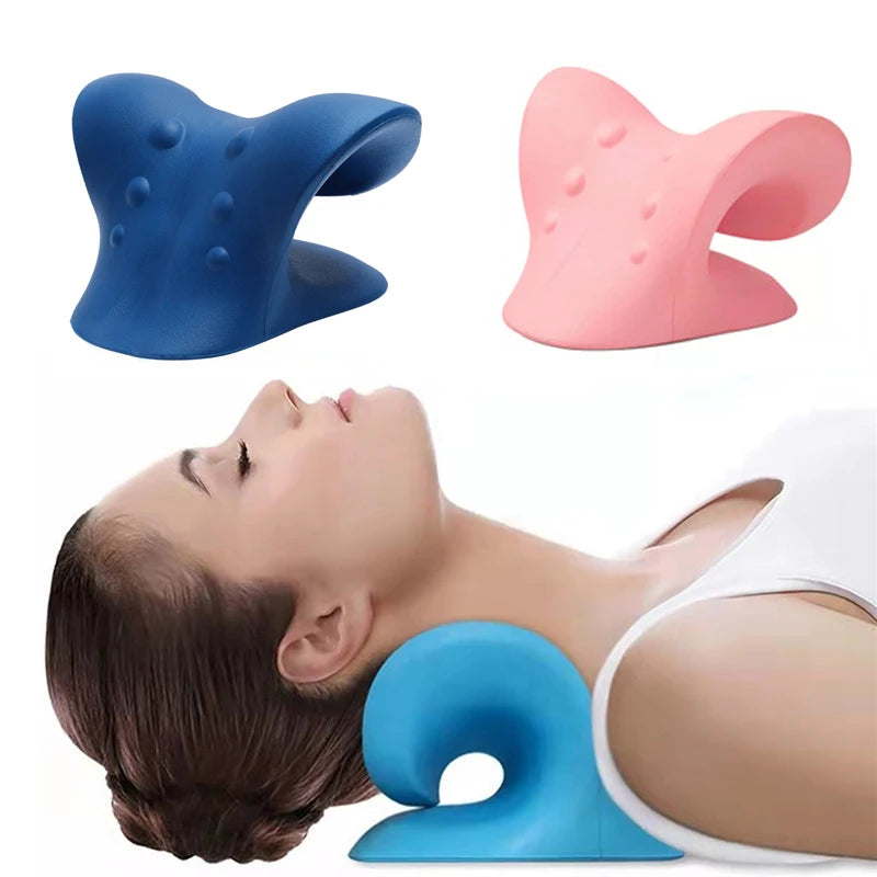 Neck Massage Pillow Neck Shoulder Cervical Chiropractic Traction Device Massage Pillow for Pain Relief Body Neck Massager