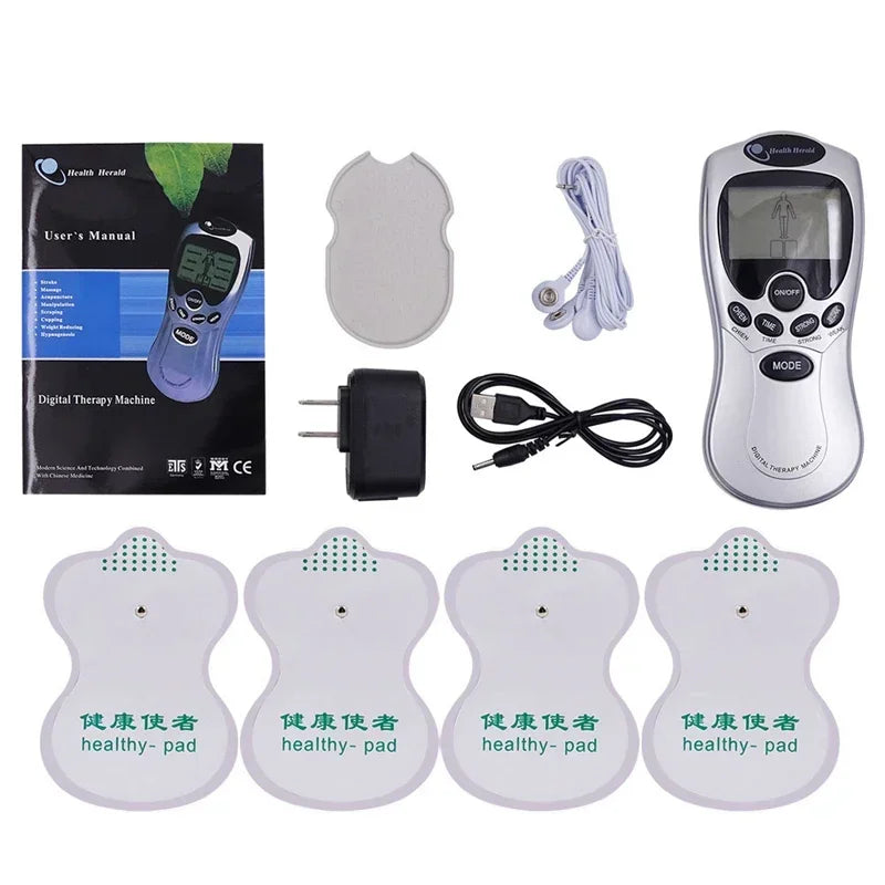 4 ways Electrode Pads Electric Tens Massage Machine Acupunture Digital Therapy Pulse Stimulator Body Slimming Neck Massager Set