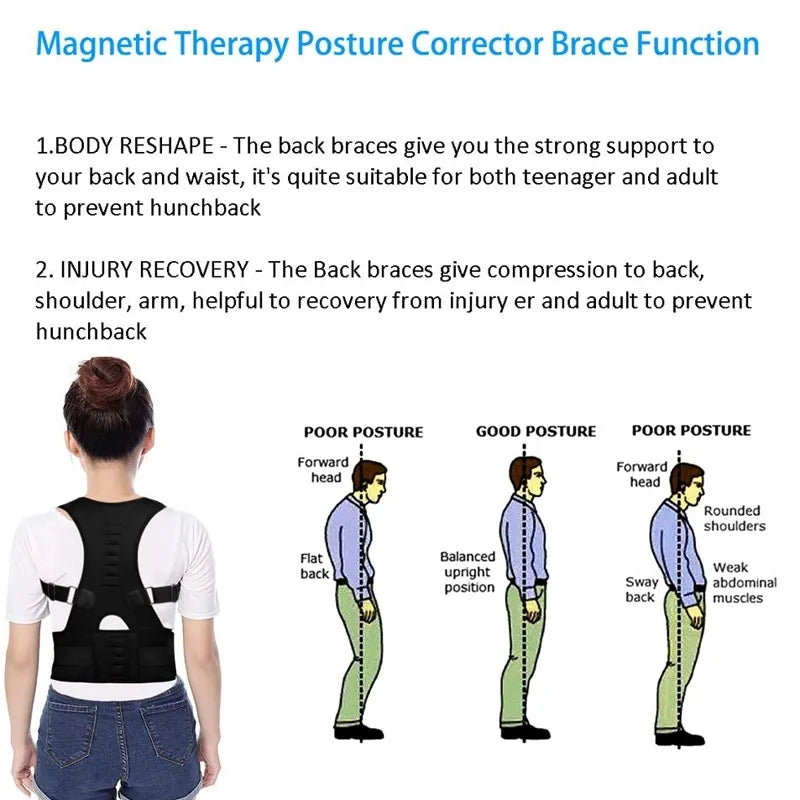 Magnetic therapy posture corrector posture corset shoulder support belt men and women braces and support belt shoulder posture