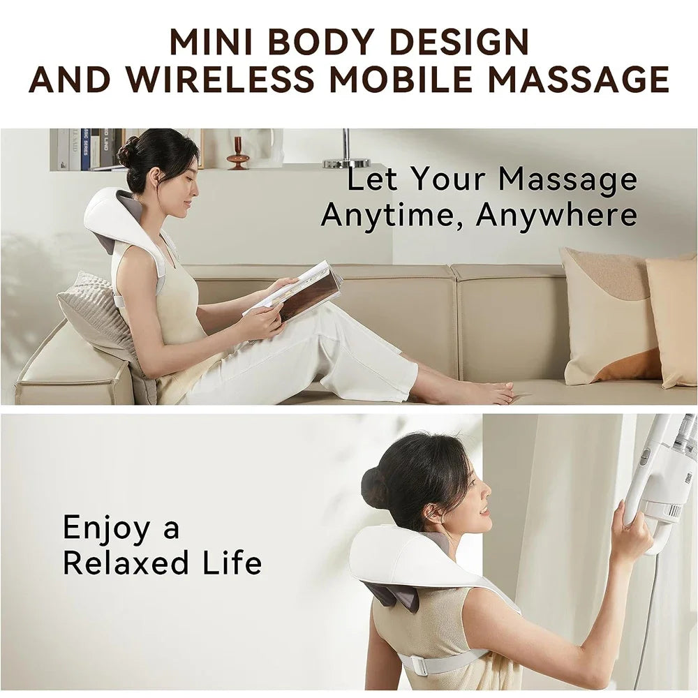 5D Kneading Shiatsu Massage Shawl Neck Chiropractic Massager for Shoulder Pain Relief Heating Neck Massager